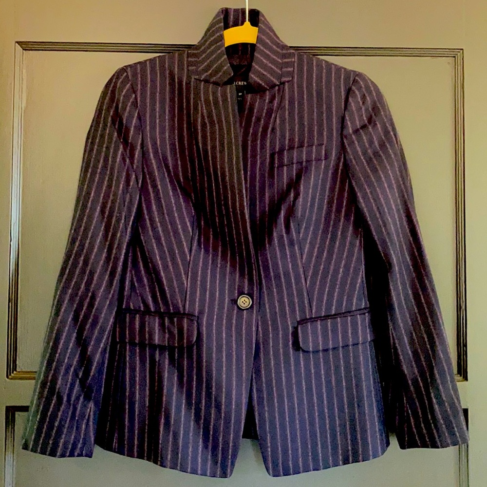 J Crew Regent Navy Pinstriped Blazer 2P 0 XXS